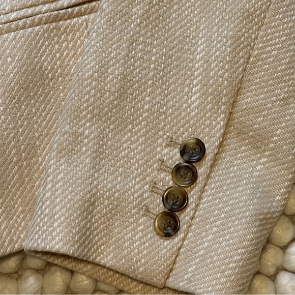 🔆 Ann Taylor Bone Natural Cream Textured Weave Work Blazer Size 8p Petite NWOT - Picture 6 of 11